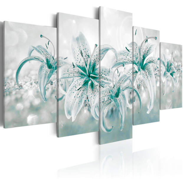 Canvas Schilderij Sapphire Lilies 5-luik 100x50cm