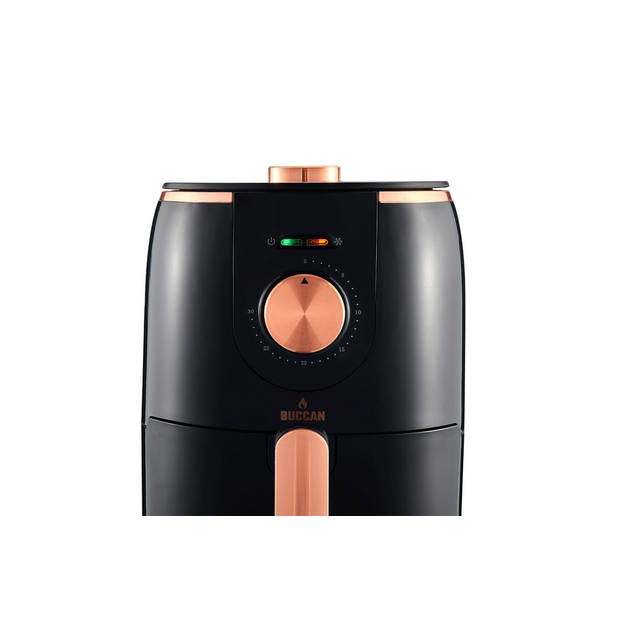 Buccan - Airfryer 1.6 Liter - Hetelucht friteuse - zwart met roségoud