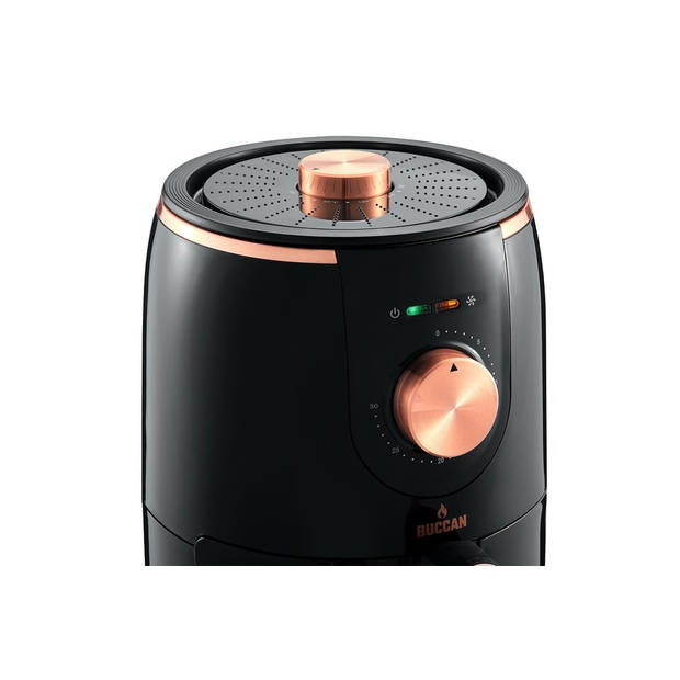 Buccan - Airfryer 1.6 Liter - Hetelucht friteuse - zwart met roségoud