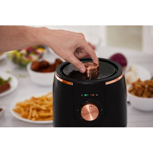 Buccan - Airfryer 1.6 Liter - Hetelucht friteuse - zwart met roségoud