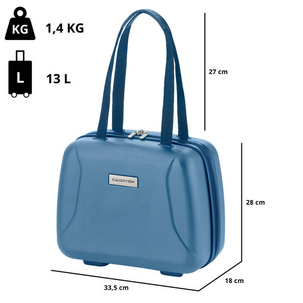 CarryOn Skyhopper Handbagage en Beautycase - 55cm TSA Trolley - Make-up koffer - Blauw.