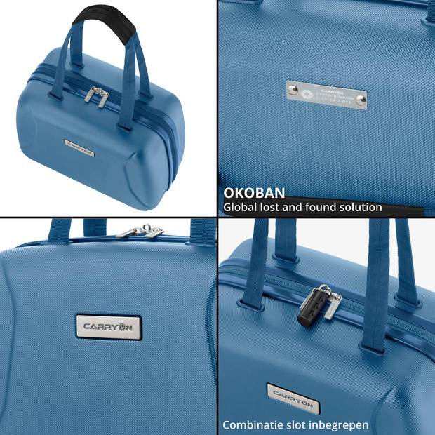 CarryOn Skyhopper Handbagage en Beautycase - 55cm TSA Trolley - Make-up koffer - Blauw.