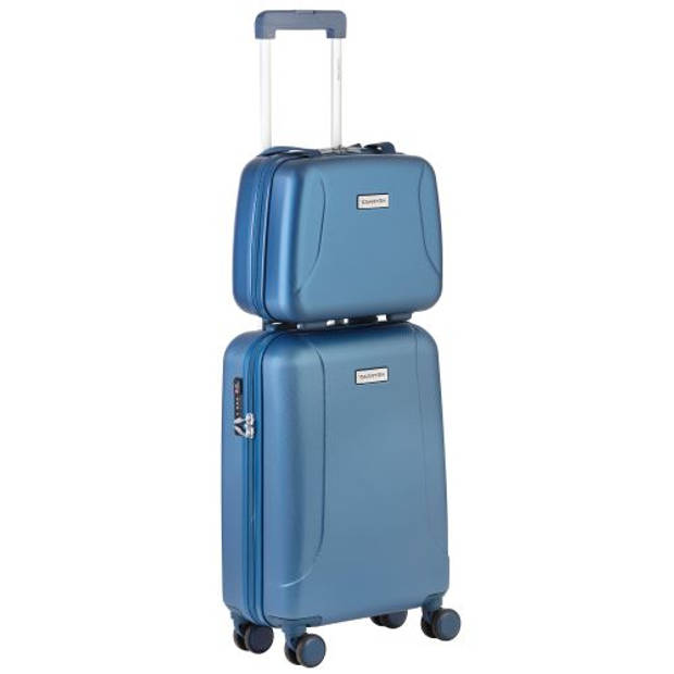 CarryOn Skyhopper Handbagage en Beautycase - 55cm TSA Trolley - Make-up koffer - Blauw.