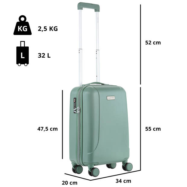 CarryOn Skyhopper Handbagage en Beautycase - 55cm TSA Trolley - Make-up koffer - Olijf