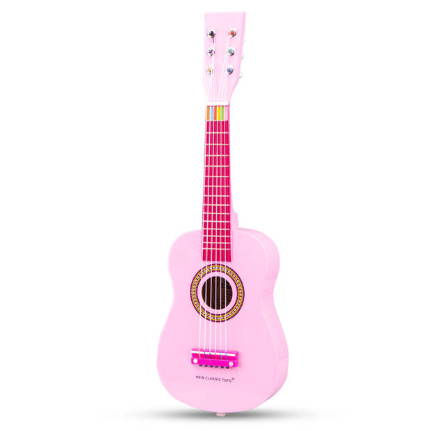 New Classic Toys gitaar 60 cm junior hout roze 4-delig