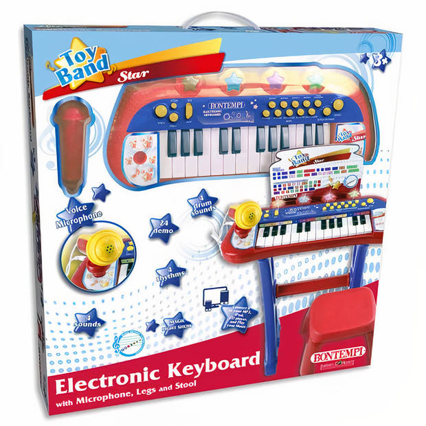 BONTEMPI keyboard junior 20 cm rood/blauw 4-delig