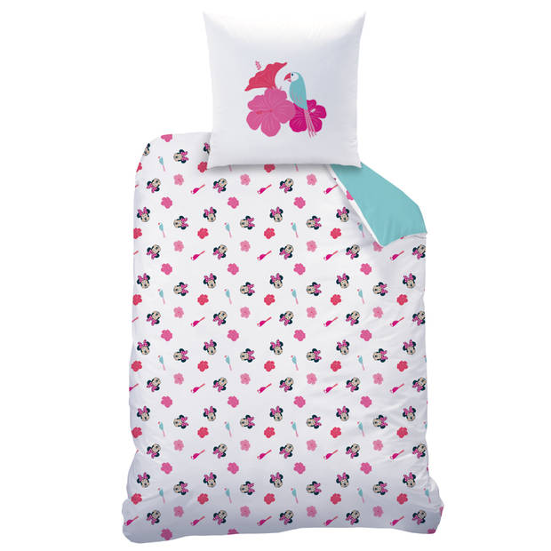 Disney Minnie Mouse Dekbedovertrek, Tropics - 140 x 200 cm + 1 kussensloop 63 x 63 cm - Katoen