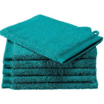 De Witte Lietaer washandjes Contessa 16 x 22 cm turquoise 6 stuks