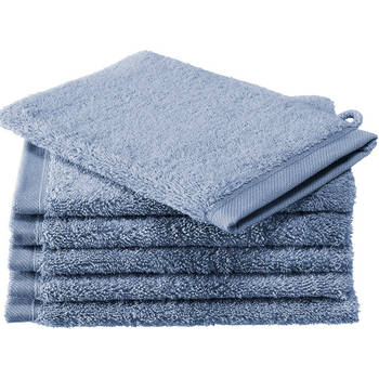 De Witte Lietaer washandjes Contessa 16 x 22 cm stoneblue 6 stuks