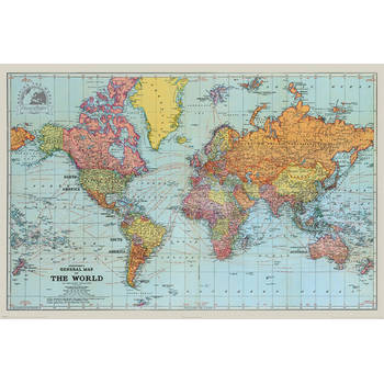 Poster Stanfords General Map of the World Colour 91,5x61cm
