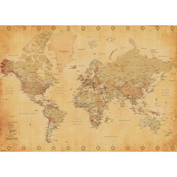 Poster World Map Vintage Style 140x100cm