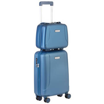 CarryOn Skyhopper Handbagage en Beautycase - 55cm TSA Trolley - Make-up koffer - Blauw.