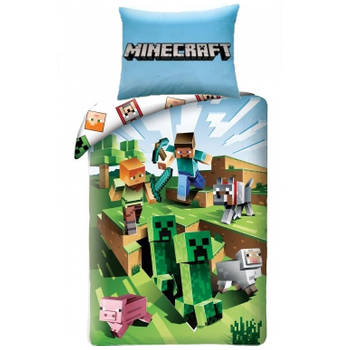 Minecraft Outside - Dekbedovertrek - Eenpersoons - 140 x 200 cm - Multi