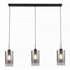 Freelight Hanglamp Ventotto 3 lichts L 100 cm rook glas zwart