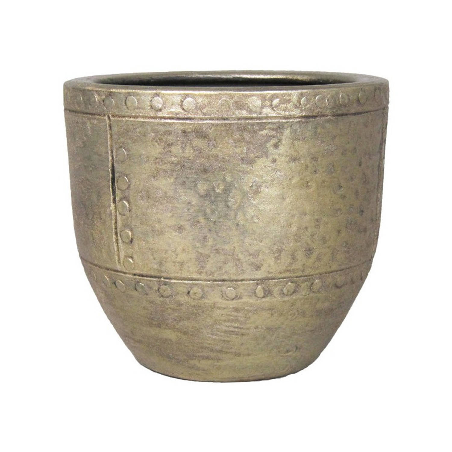 Bloempot/plantenpot van keramiek in het industrieel goud D35 en H32 cm - Binnen gebruik - Romeinse stijl
