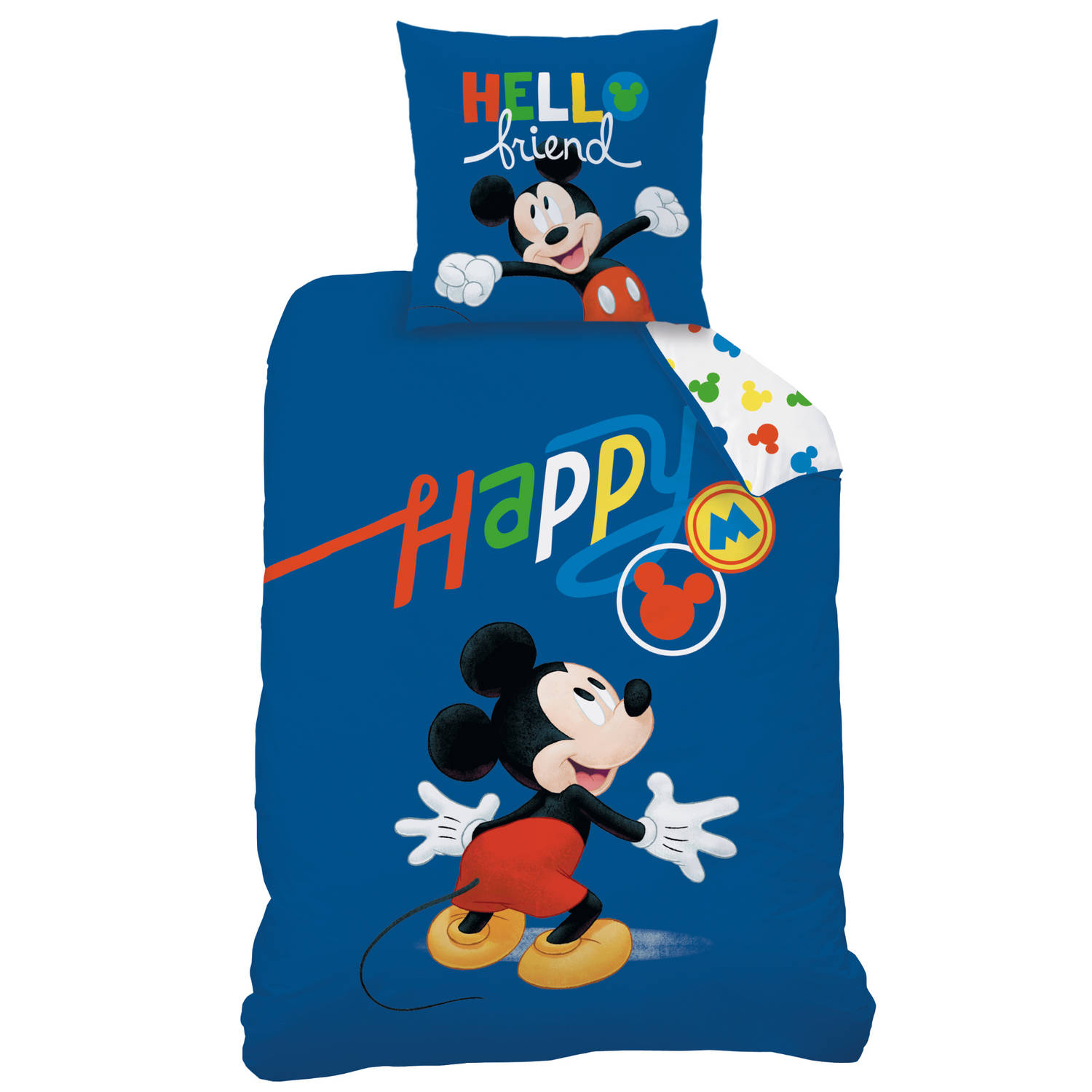Disney Mickey Mouse Dekbedovertrek Happy - Eenpersoons - 140 X 200 Cm - Katoen