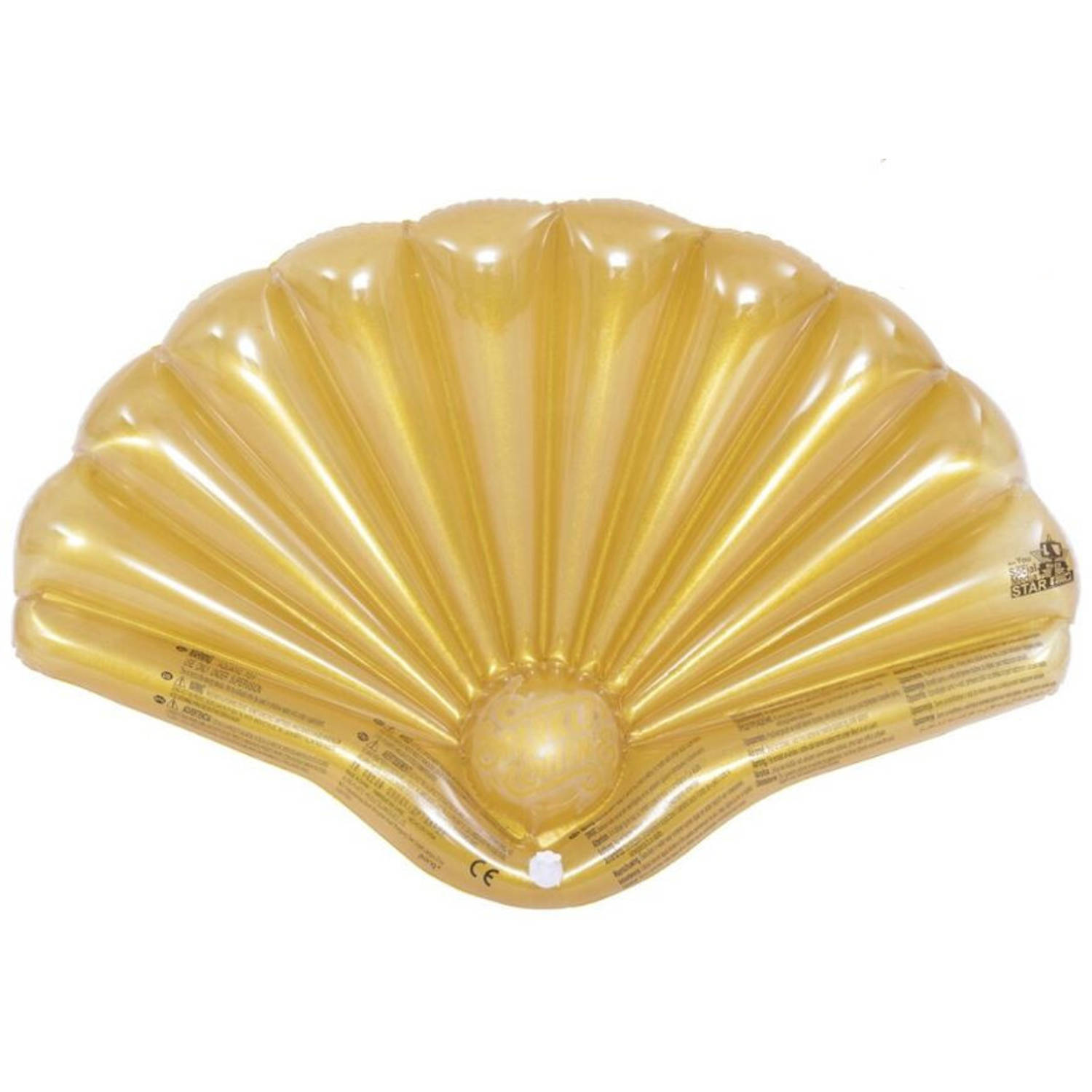 Gerimport luchtbed schelp 108 x 70 cm polyester goud