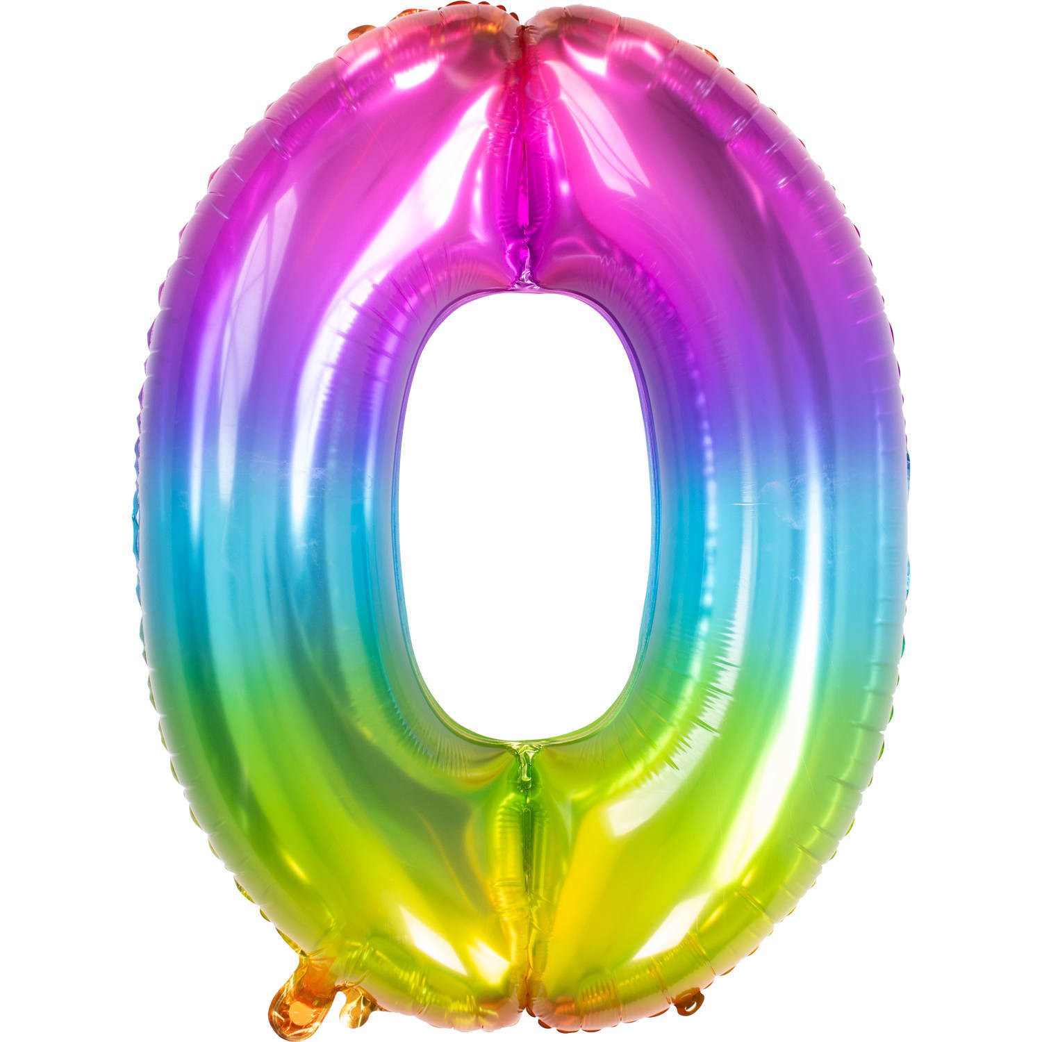 Folat Folie cijfer ballon - 86 cm multi-color - cijfer 0 - verjaardag leeftijd