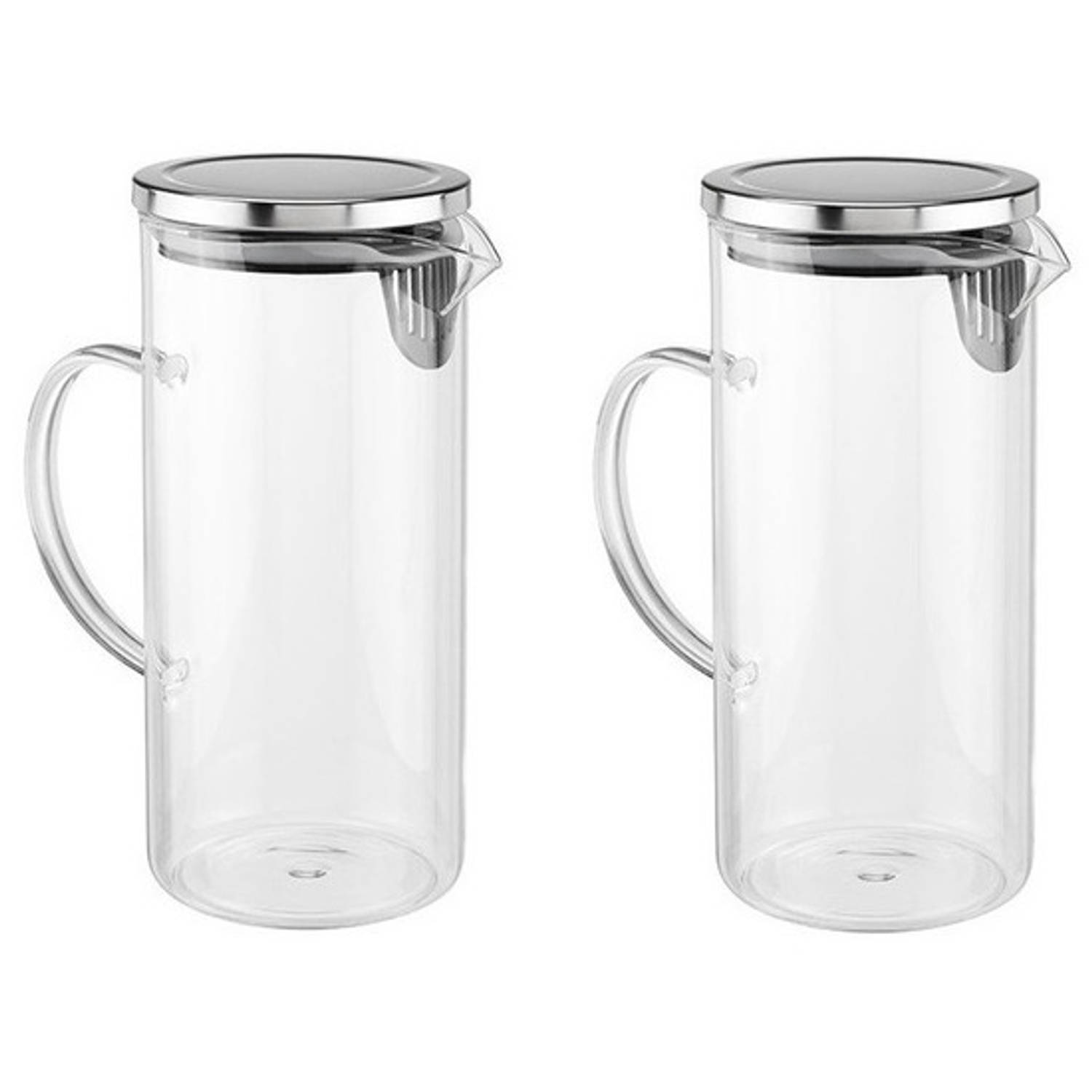 Glazen Schenkkan-Waterkan 1,3 Liter 2x Sapkannen-waterkannen-schenkkannen-limonadekannen Van Glas