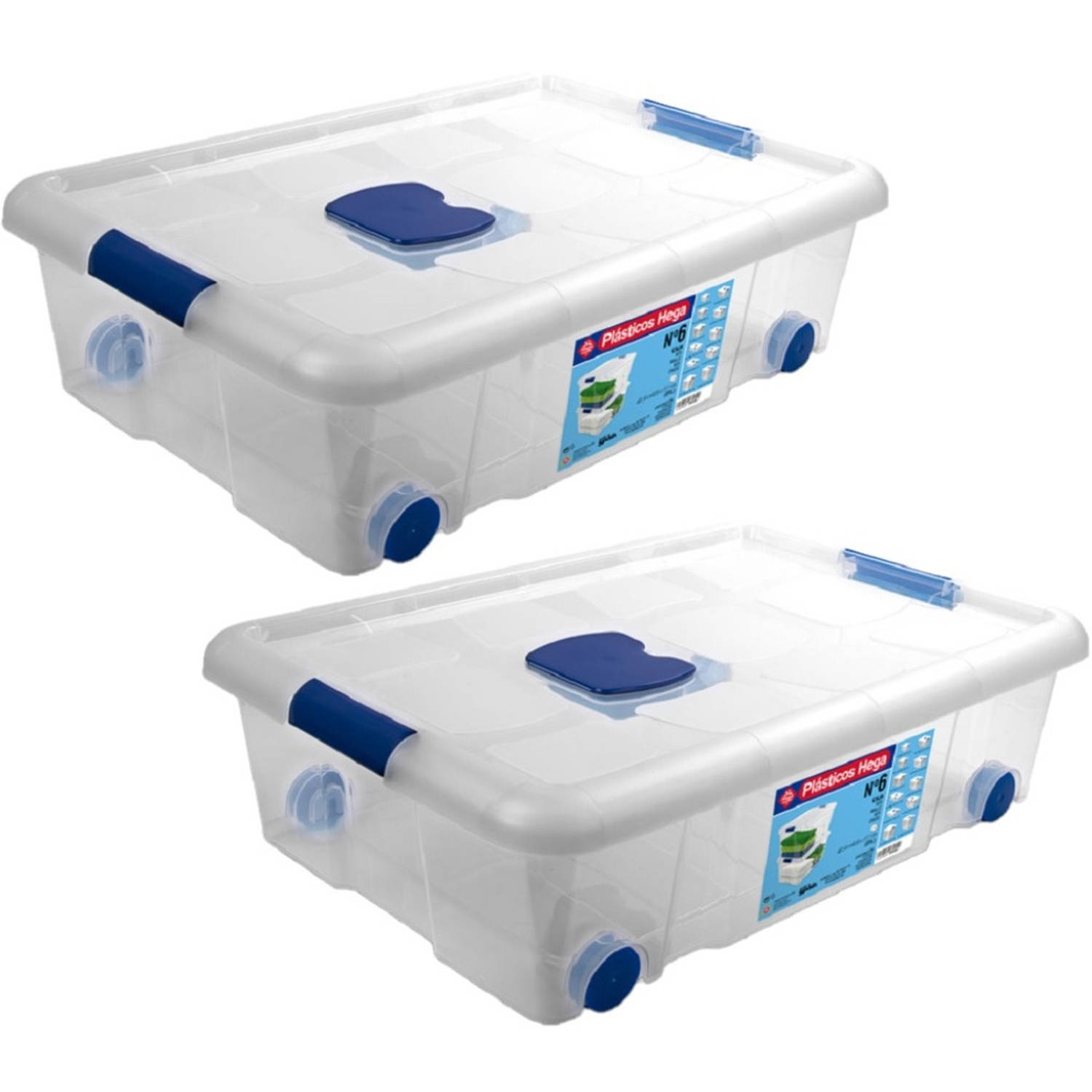 Antipoison Slink rook 1x Opbergboxen/opbergdozen met deksel en wieltjes 31 liter kunststof  transparant/blauw - Opbergbox | Blokker