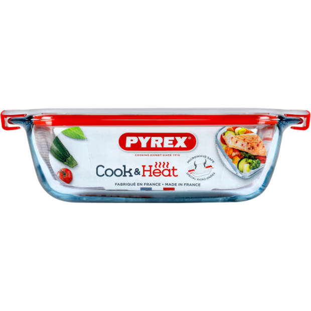 Pyrex - Schaal Vierkant met Deksel, 20 x 17 cm - Pyrex Cook & Heat