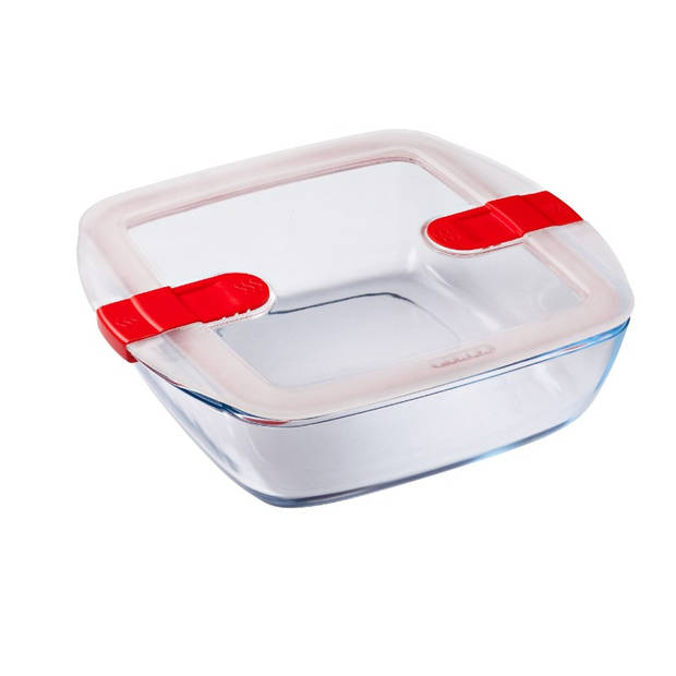 Pyrex - Schaal Vierkant met Deksel, 25 x 22 cm - Pyrex Cook & Heat