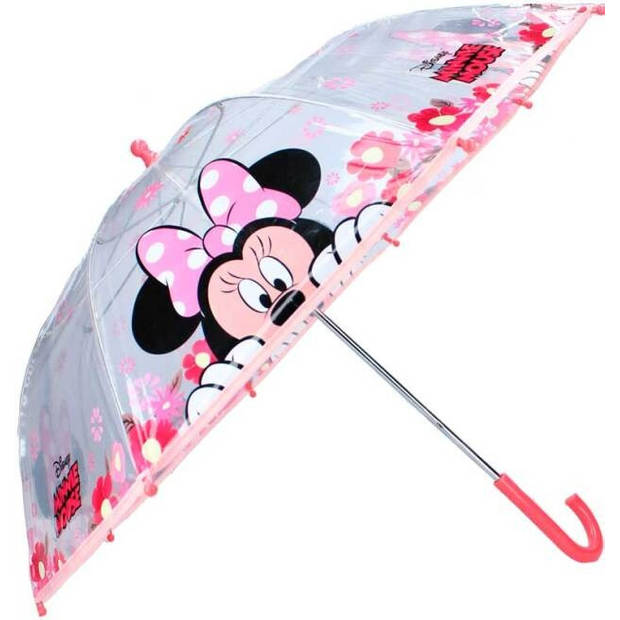 Disney paraplu Minnie Mouse 73 cm PVC/aluminium roze/transparant