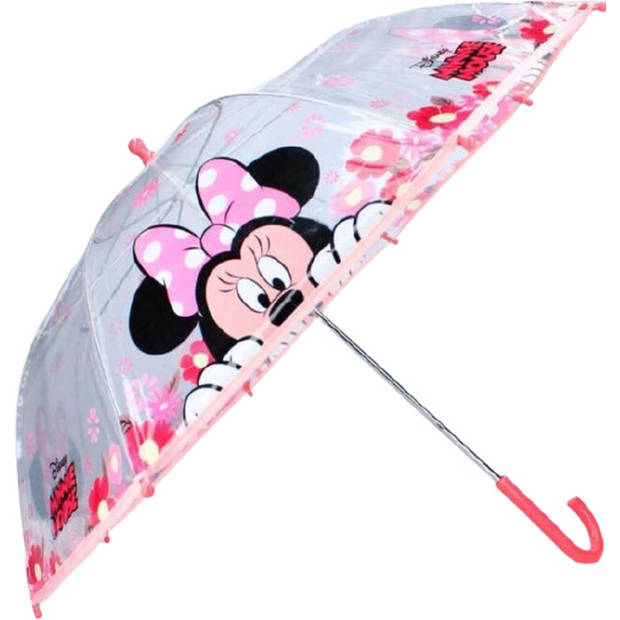 Disney paraplu Minnie Mouse 73 cm PVC/aluminium roze/transparant