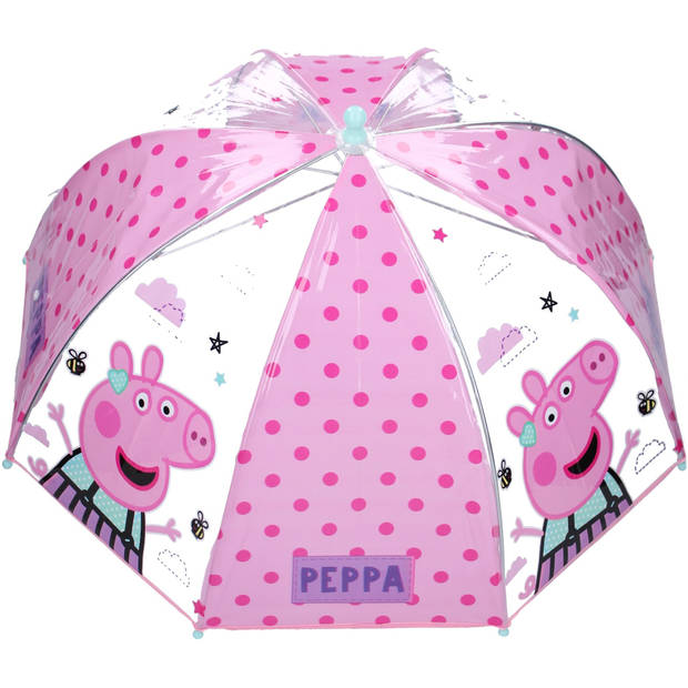 Peppa Pig/Big kinderparaplu transparant voor jongens/meisjes 61 cm - Paraplu's