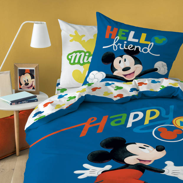 Disney Mickey Mouse Dekbedovertrek Happy - Eenpersoons - 140 x 200 cm - Katoen