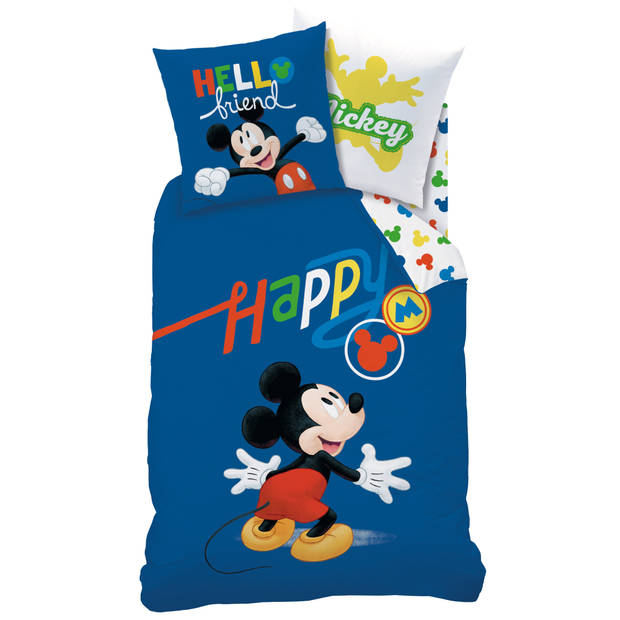 Disney Mickey Mouse Dekbedovertrek Happy - Eenpersoons - 140 x 200 cm - Katoen