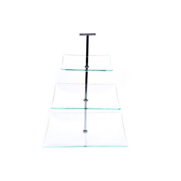 Cosy & Trendy Etagere / Serveertoren - Glas - 25 x 25 cm - 3-Laags