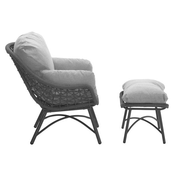Garden Impressions Selene relax loungestoel incl. voetenbank - zwart