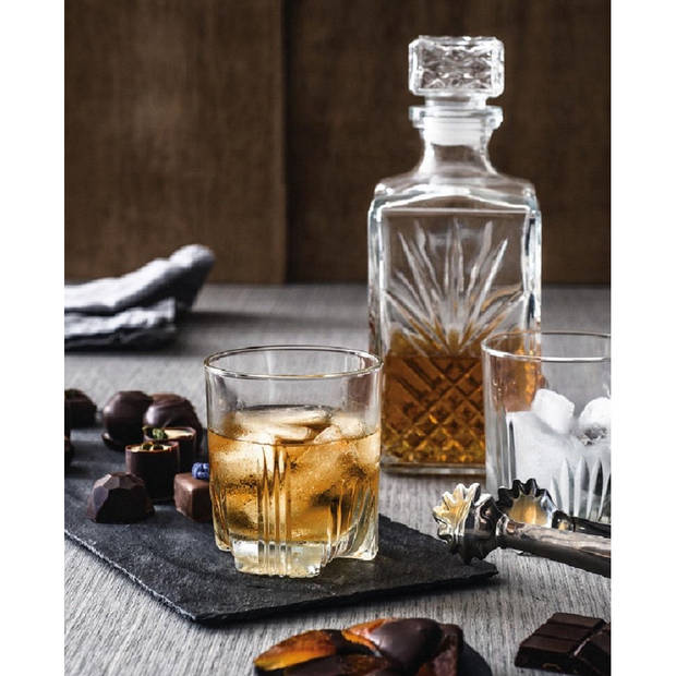 Glazen whisky/water karaf met dop 1 liter - Whiskeykaraffen