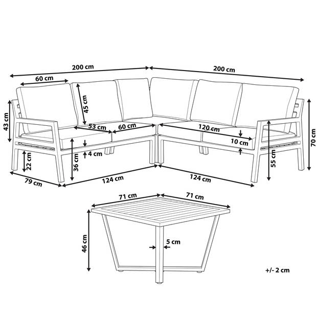 Beliani VIZZINI - Loungeset-Grijs-Aluminium