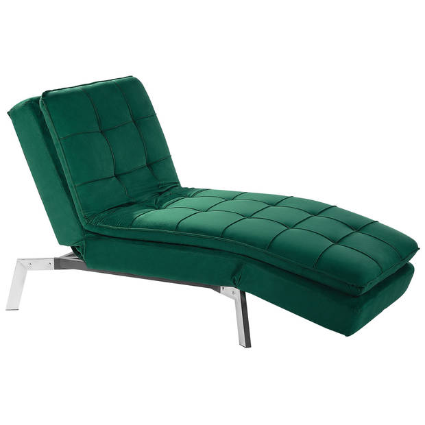 Beliani LOIRET - Chaise longue-Groen-Fluweel