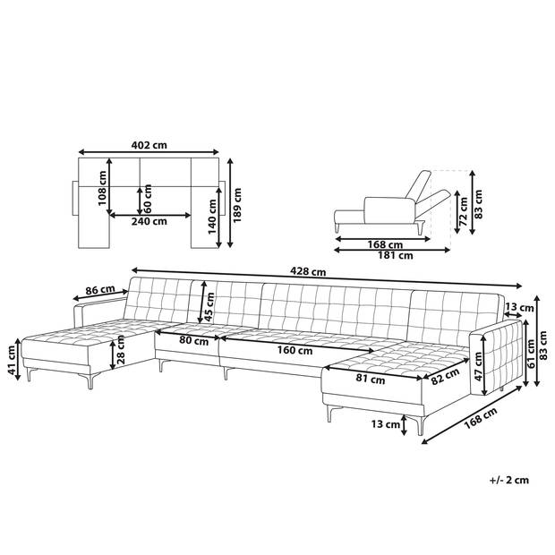 Beliani ABERDEEN - Modulaire Sofa-Wit-Kunstleer