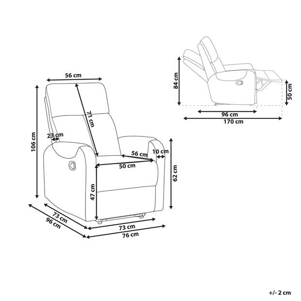 Beliani SOMERO - TV-fauteuil-Grijs-Polyester