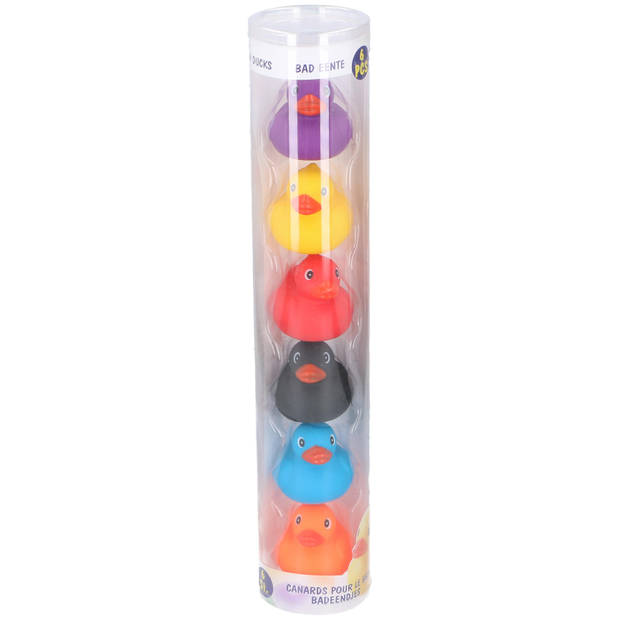 6x stuks rubber badeendjes gekleurd 6 cm - Badeendjes