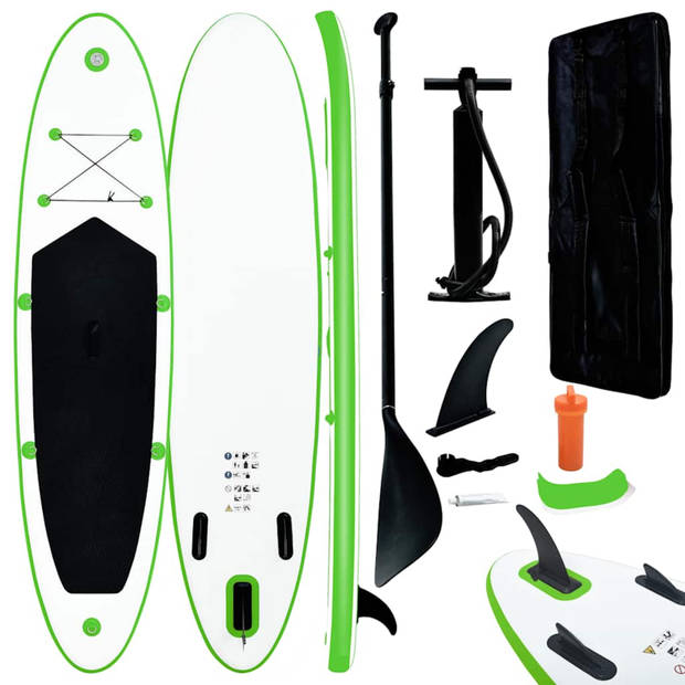 vidaXL Stand-up paddleboard opblaasbaar groen en wit