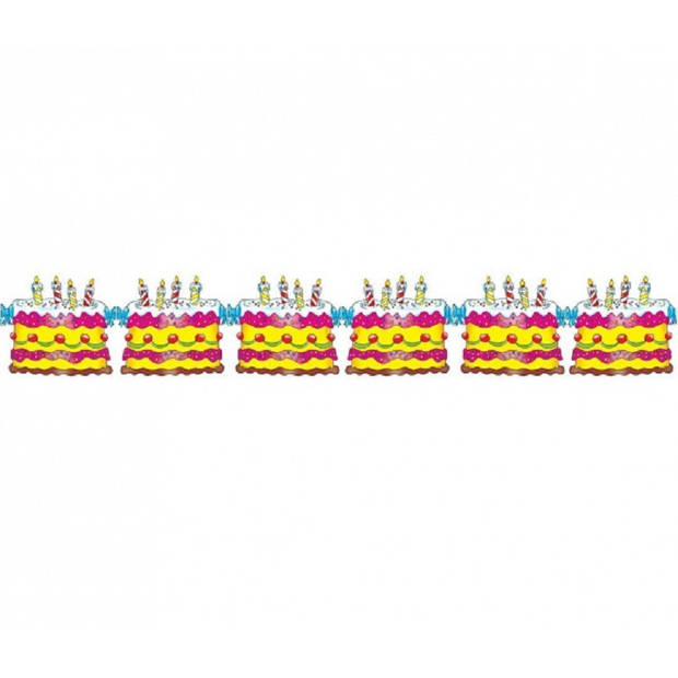 2x stuks verjaardag taart feest slinger verjaardag 3 meter - Feestslingers