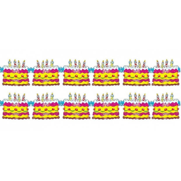 2x stuks verjaardag taart feest slinger verjaardag 3 meter - Feestslingers