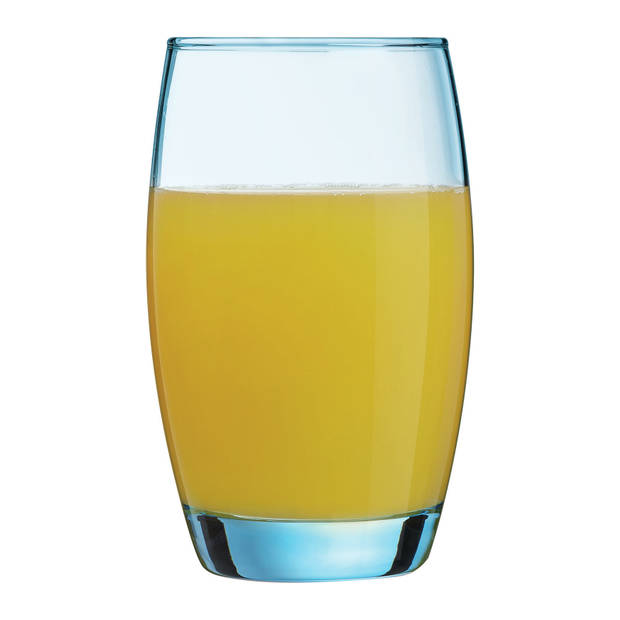 12x Stuks drinkglazen/waterglazen transparant blauw 350 ml - Drinkglazen