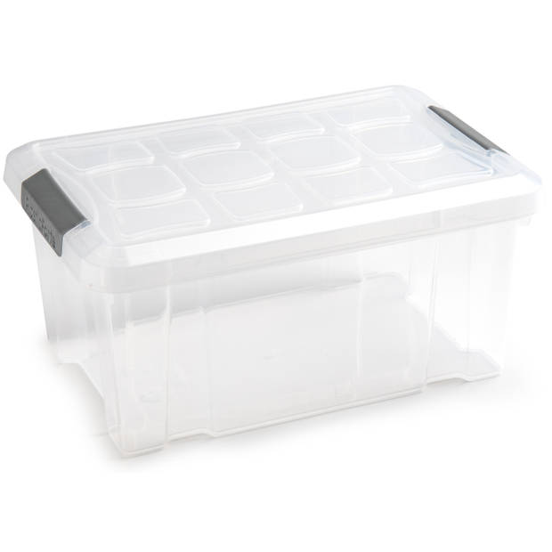 3x Opslagbakken/organizers met deksel 5 liter 29 cm transparant - Opbergbox