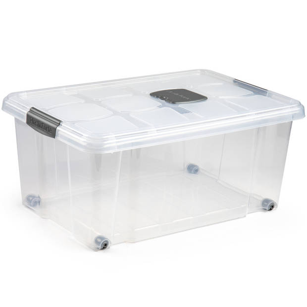 3x Opslagbakken/organizers met deksel 36 liter 59 cm transparant - Opbergbox