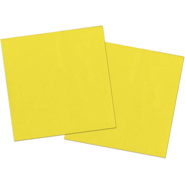 40x stuks servetten van papier geel 33 x 33 cm - Feestservetten