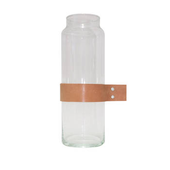 TAK Design - Drinken Waterglas Wrap Me met Lederen Band - Glas - Bruin
