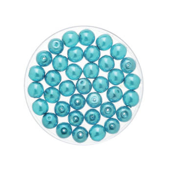 50x stuks sieraden maken Boheemse glaskralen in het transparant turquoise van 6 mm - Hobbykralen
