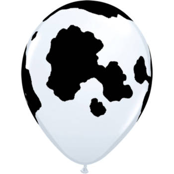 Folat ballonnen koeien 28 cm latex wit/zwart 25 stuks
