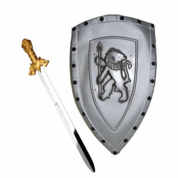 Ridders verkleed wapens set - schild met zwaard van 64 cm - Verkleedattributen